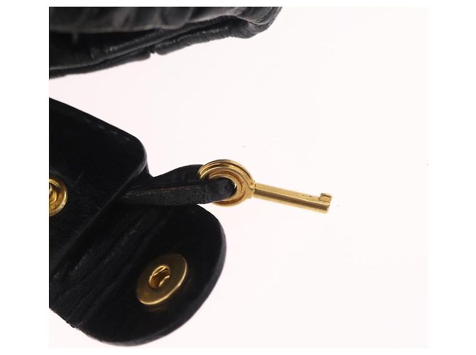 Bolsa de mão Miu Miu em couro preto e dourado Auth mr3040A - vista 10