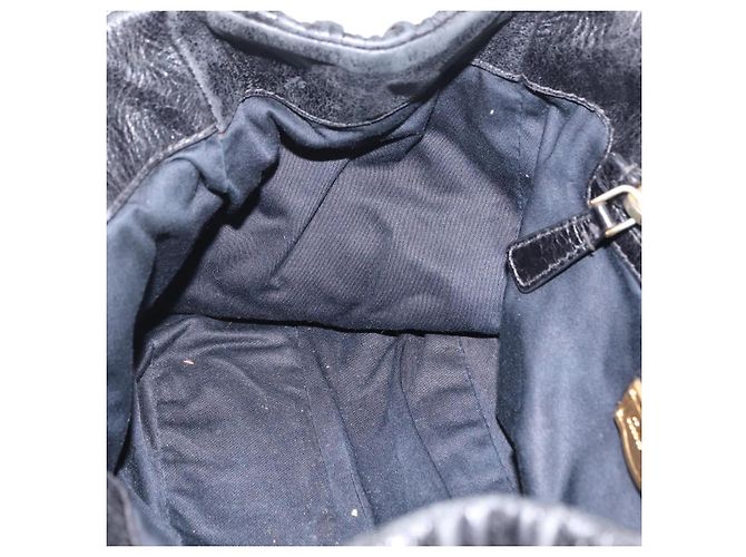 Bolsa de mão Miu Miu em couro preto e dourado Auth mr3040A - vista 24