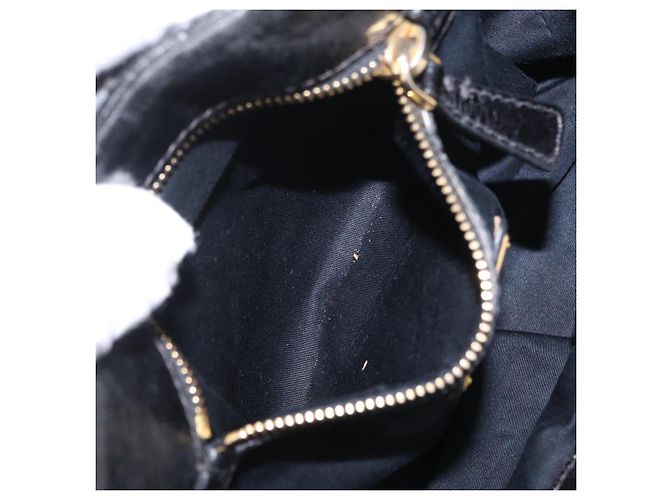 Bolsa de mão Miu Miu em couro preto e dourado Auth mr3040A - vista 26
