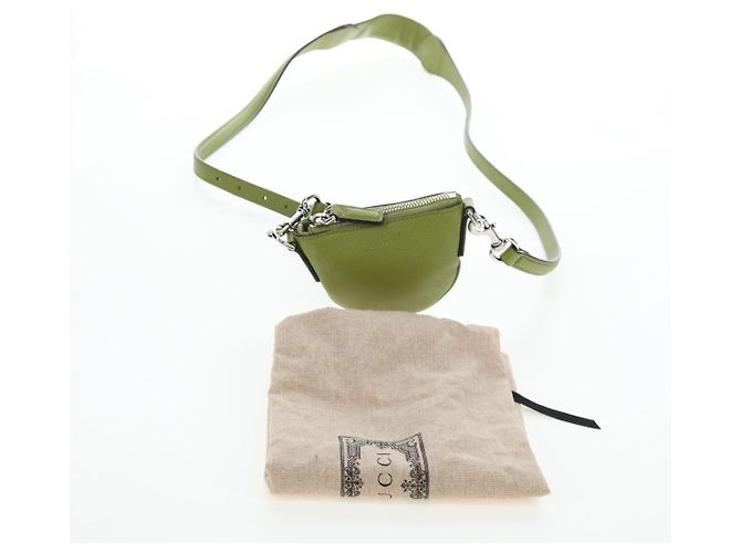 Borsa a tracolla mini GUCCI Web Sherry Line in pelle Verde Argento 821831 Auth 205895V - vista 12