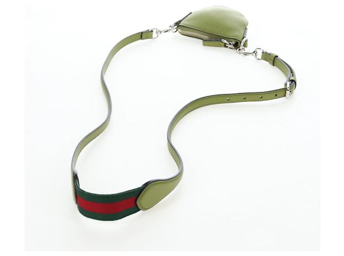 Borsa a tracolla mini GUCCI Web Sherry Line in pelle Verde Argento 821831 Auth 205895V - vista 7