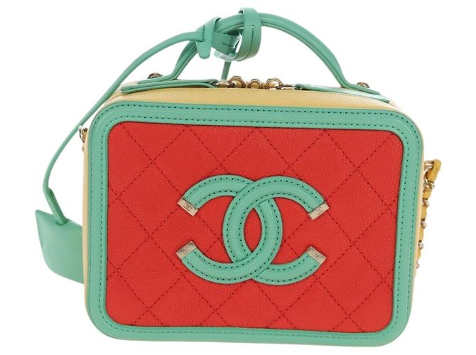CHANEL CC Filigree Vanity Chain Bag Kaviarleder Multicolor Gold CC Auth 206403SM Mehrfarben Golden - Ansicht 13