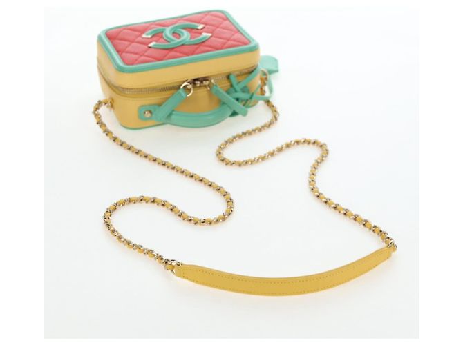 CHANEL CC Filigree Vanity Chain Bag Kaviarleder Multicolor Gold CC Auth 206403SM Mehrfarben Golden - Ansicht 7