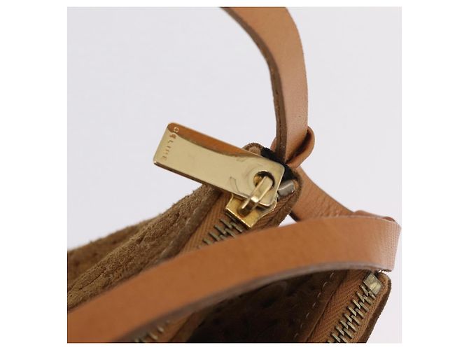 Céline Bolsa de Ombro CELINE C Macadam Canvas Suede Brown Gold Auth 201247 Marrom Dourado - vista 10