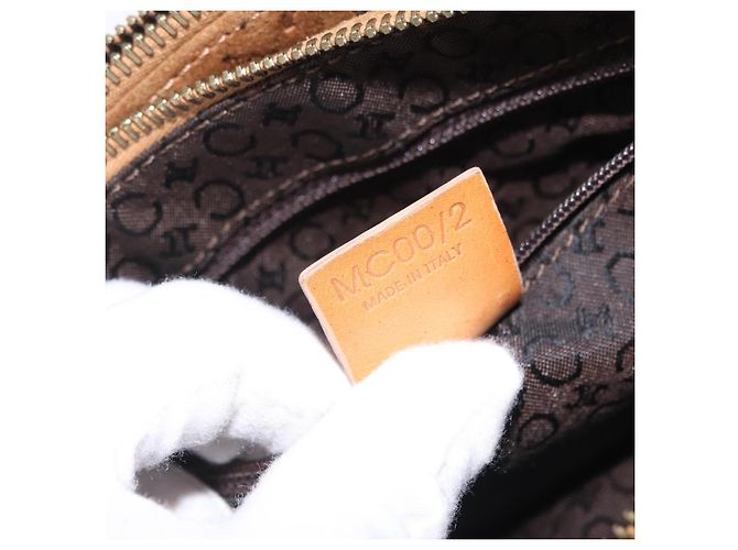 Céline Bolsa de Ombro CELINE C Macadam Canvas Suede Brown Gold Auth 201247 Marrom Dourado - vista 12