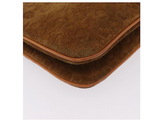 Céline Bolsa de Ombro CELINE C Macadam Canvas Suede Brown Gold Auth 201247 Marrom Dourado - vista 17