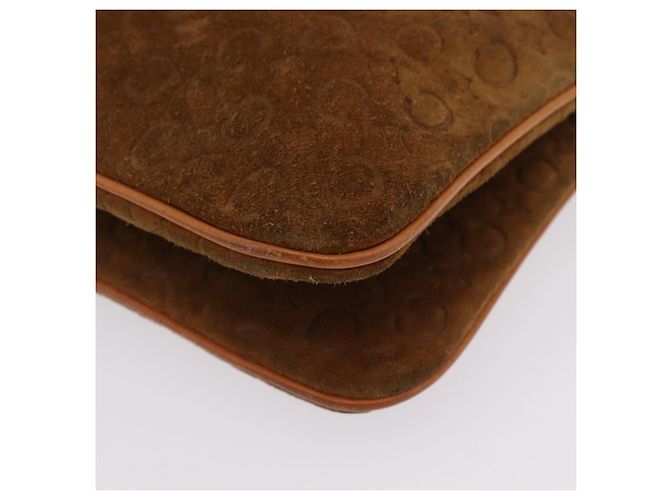 Céline Bolsa de Ombro CELINE C Macadam Canvas Suede Brown Gold Auth 201247 Marrom Dourado - vista 18