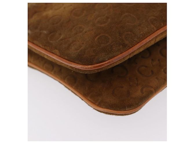 Céline Bolsa de Ombro CELINE C Macadam Canvas Suede Brown Gold Auth 201247 Marrom Dourado - vista 19
