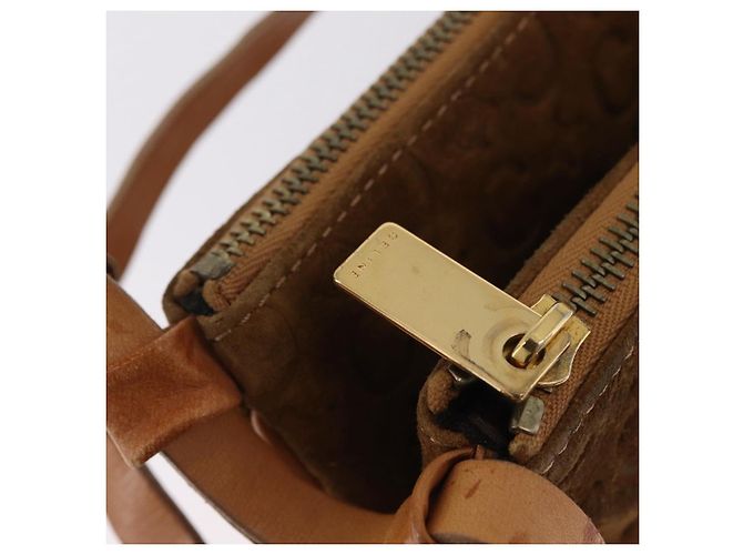 Céline Bolsa de Ombro CELINE C Macadam Canvas Suede Brown Gold Auth 201247 Marrom Dourado - vista 21