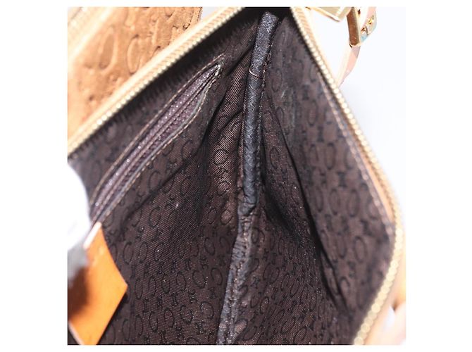 Céline Bolsa de Ombro CELINE C Macadam Canvas Suede Brown Gold Auth 201247 Marrom Dourado - vista 23