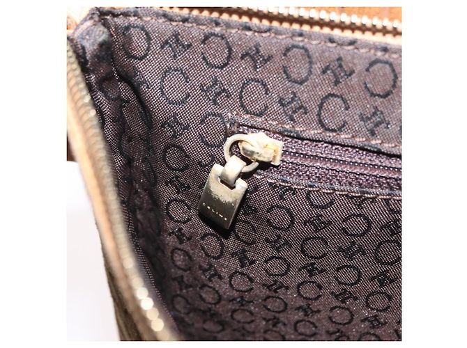 Céline Bolsa de Ombro CELINE C Macadam Canvas Suede Brown Gold Auth 201247 Marrom Dourado - vista 28
