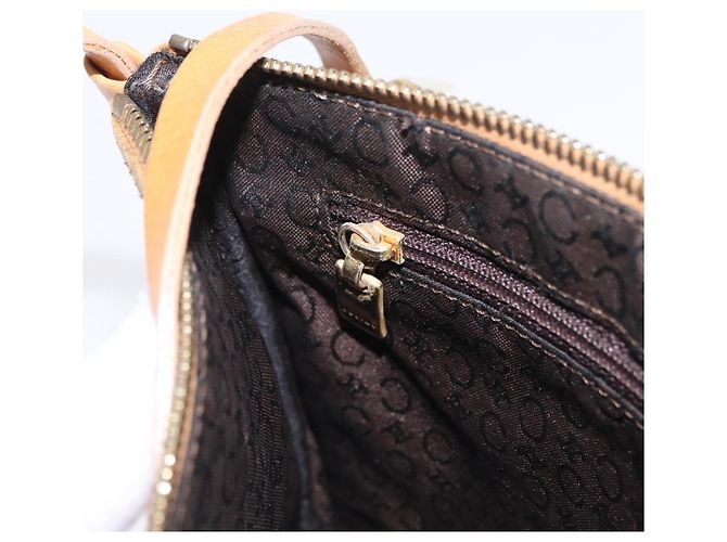 Céline Bolsa de Ombro CELINE C Macadam Canvas Suede Brown Gold Auth 201247 Marrom Dourado - vista 30
