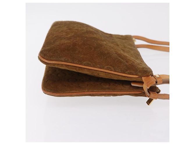 Céline Bolsa de Ombro CELINE C Macadam Canvas Suede Brown Gold Auth 201247 Marrom Dourado - vista 4