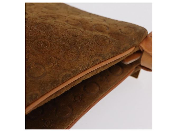 Céline Bolsa de Ombro CELINE C Macadam Canvas Suede Brown Gold Auth 201247 Marrom Dourado - vista 5