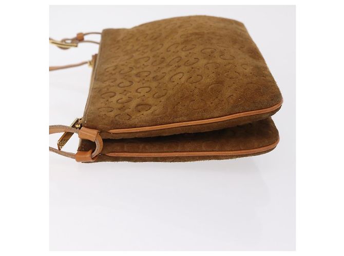 Céline Bolsa de Ombro CELINE C Macadam Canvas Suede Brown Gold Auth 201247 Marrom Dourado - vista 6