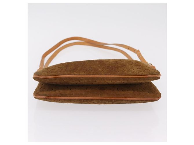 Céline Bolsa de Ombro CELINE C Macadam Canvas Suede Brown Gold Auth 201247 Marrom Dourado - vista 7
