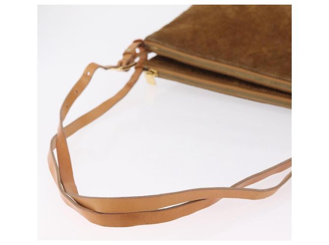 Céline Bolsa de Ombro CELINE C Macadam Canvas Suede Brown Gold Auth 201247 Marrom Dourado - vista 8