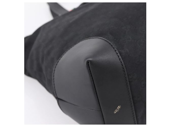 Borsa Tote GUCCI GG Canvas Web Sherry Line Nero Argento 308928 Auth 204924 - vista 14