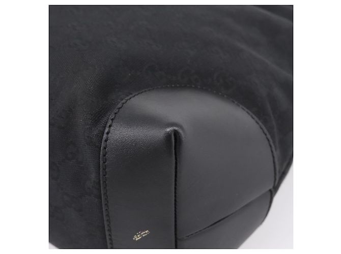 Borsa Tote GUCCI GG Canvas Web Sherry Line Nero Argento 308928 Auth 204924 - vista 15