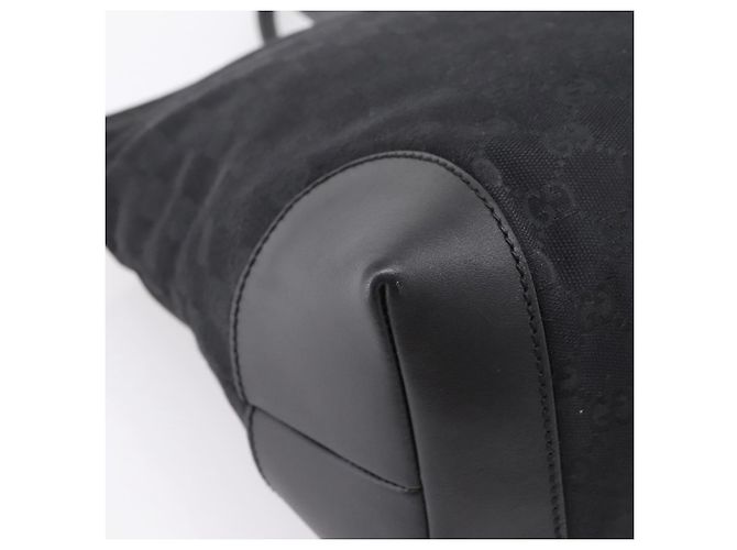 Borsa Tote GUCCI GG Canvas Web Sherry Line Nero Argento 308928 Auth 204924 - vista 16