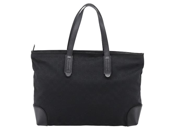 Borsa Tote GUCCI GG Canvas Web Sherry Line Nero Argento 308928 Auth 204924 - vista 2