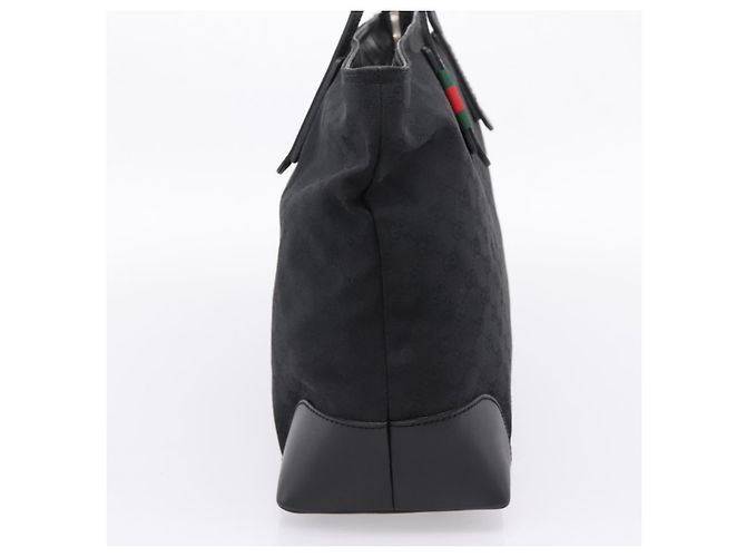 Borsa Tote GUCCI GG Canvas Web Sherry Line Nero Argento 308928 Auth 204924 - vista 3