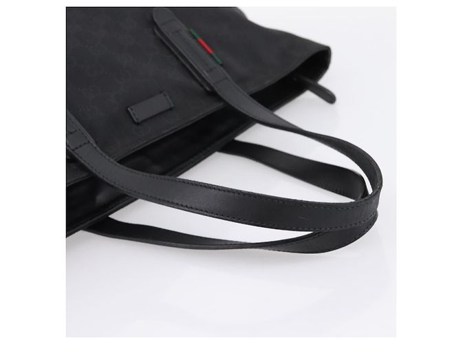 Borsa Tote GUCCI GG Canvas Web Sherry Line Nero Argento 308928 Auth 204924 - vista 7
