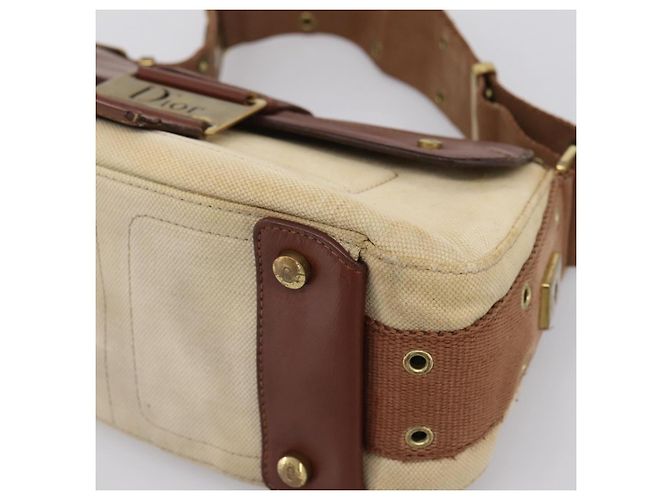 Borsa a tracolla Christian Dior Street Chic Canvas Beige Gold Auth bs37384 D'oro - vista 14