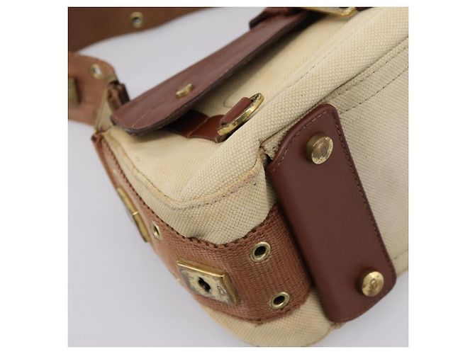 Borsa a tracolla Christian Dior Street Chic Canvas Beige Gold Auth bs37384 D'oro - vista 15