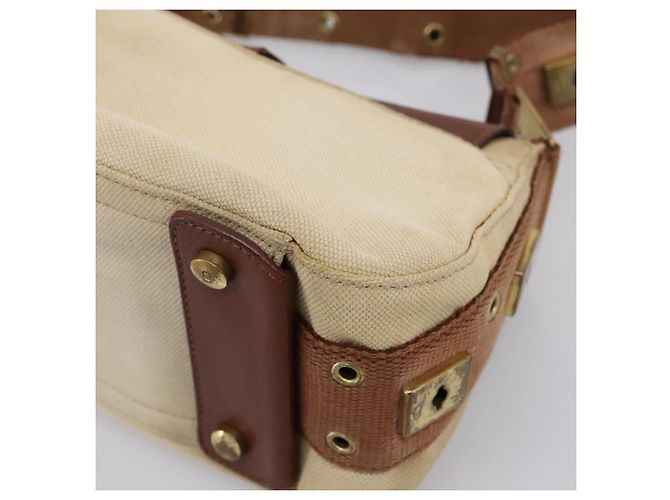 Borsa a tracolla Christian Dior Street Chic Canvas Beige Gold Auth bs37384 D'oro - vista 16