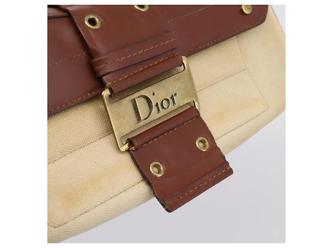Borsa a tracolla Christian Dior Street Chic Canvas Beige Gold Auth bs37384 D'oro - vista 18