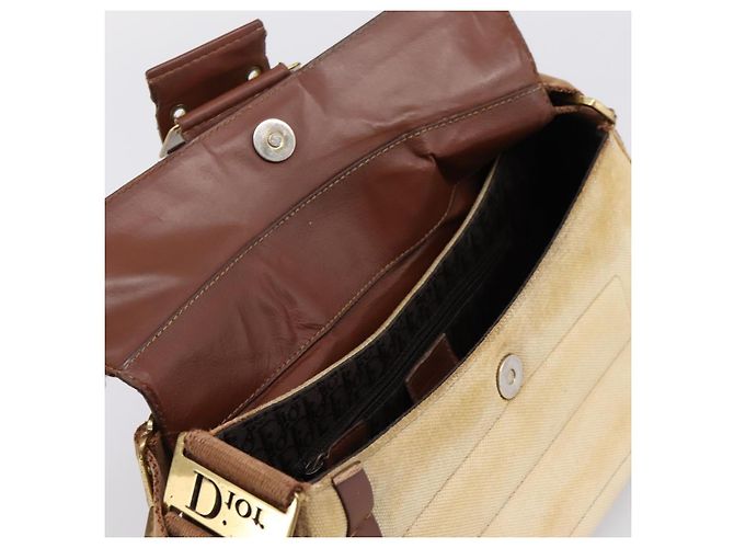 Borsa a tracolla Christian Dior Street Chic Canvas Beige Gold Auth bs37384 D'oro - vista 19