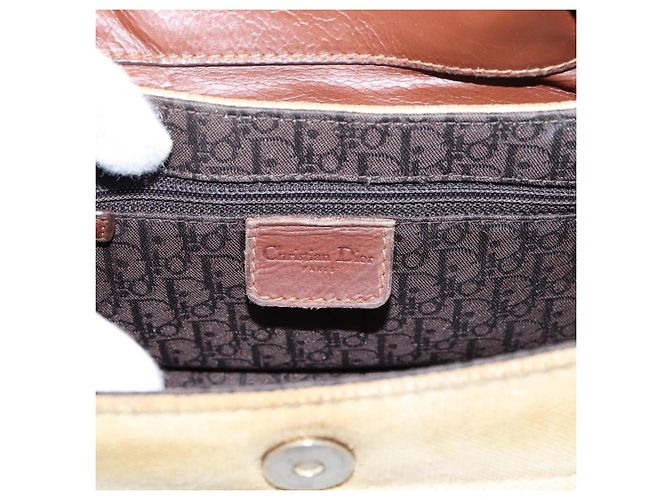 Borsa a tracolla Christian Dior Street Chic Canvas Beige Gold Auth bs37384 D'oro - vista 20