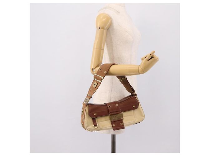 Borsa a tracolla Christian Dior Street Chic Canvas Beige Gold Auth bs37384 D'oro - vista 25