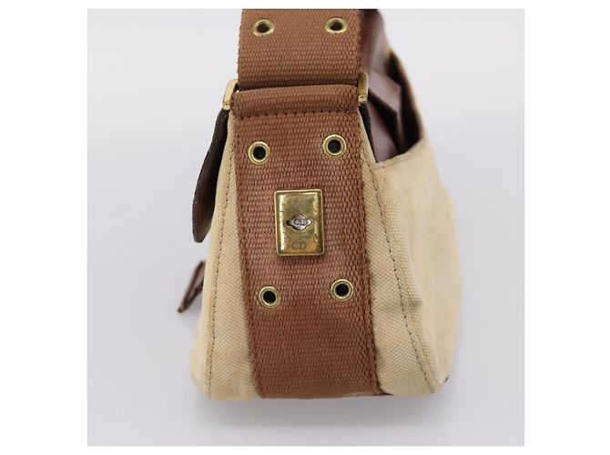 Borsa a tracolla Christian Dior Street Chic Canvas Beige Gold Auth bs37384 D'oro - vista 4