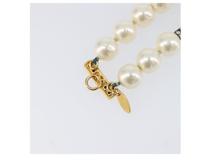 Pulseira de pérolas CHANEL metal Gold CC Auth bs37428 Dourado - vista 10