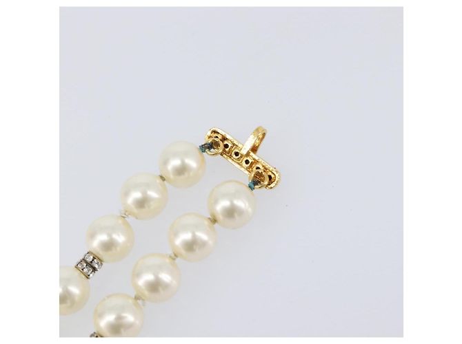 Pulseira de pérolas CHANEL metal Gold CC Auth bs37428 Dourado - vista 11