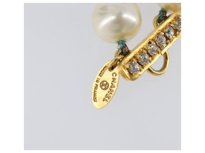 Pulseira de pérolas CHANEL metal Gold CC Auth bs37428 Dourado - vista 12