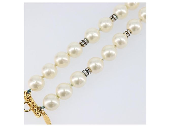 Pulseira de pérolas CHANEL metal Gold CC Auth bs37428 Dourado - vista 14