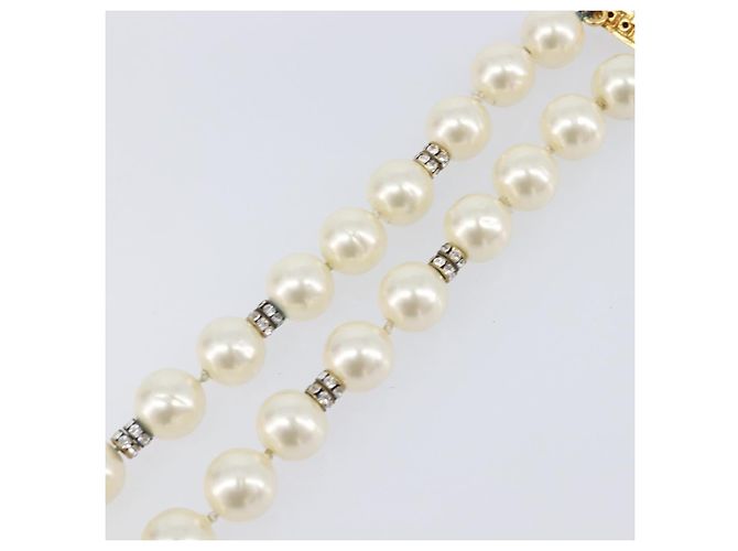Pulseira de pérolas CHANEL metal Gold CC Auth bs37428 Dourado - vista 15
