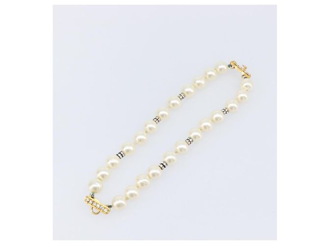 Pulseira de pérolas CHANEL metal Gold CC Auth bs37428 Dourado - vista 3