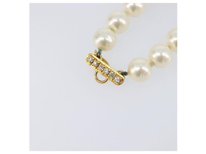 Pulseira de pérolas CHANEL metal Gold CC Auth bs37428 Dourado - vista 4