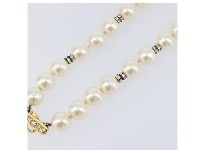 Pulseira de pérolas CHANEL metal Gold CC Auth bs37428 Dourado - vista 5