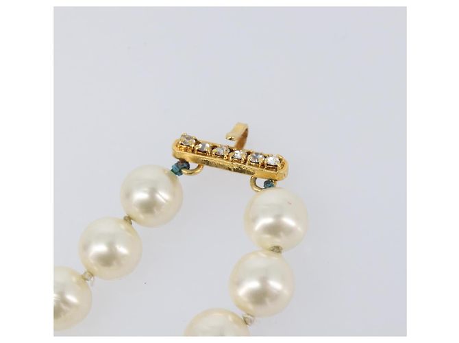 Pulseira de pérolas CHANEL metal Gold CC Auth bs37428 Dourado - vista 8