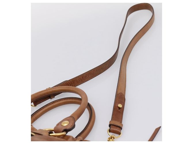 Bolsa Miu Miu em couro 2way marrom tom dourado Auth mr3024V - vista 10