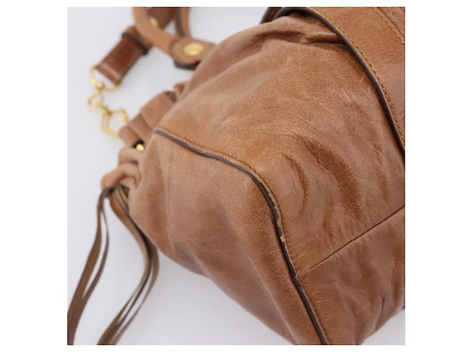 Bolsa Miu Miu em couro 2way marrom tom dourado Auth mr3024V - vista 15