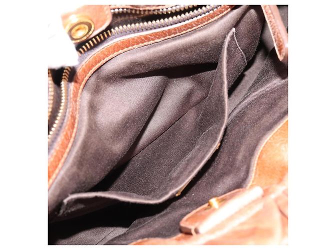 Bolsa Miu Miu em couro 2way marrom tom dourado Auth mr3024V - vista 24