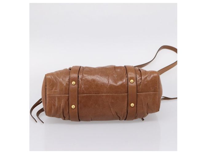Bolsa Miu Miu em couro 2way marrom tom dourado Auth mr3024V - vista 5
