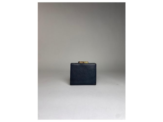 Vintage Givenchy 4G Logo Grained Leather Bifold Wallet Late 1970s Navy Navy blue - view 10