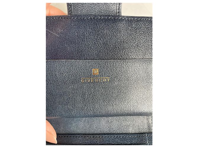 Vintage Givenchy 4G Logo Grained Leather Bifold Wallet Late 1970s Navy Navy blue - view 4